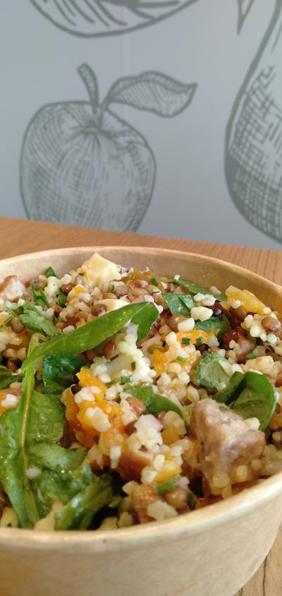 Salade de lentilles au saucisse fumée et patate douce - Photo 1